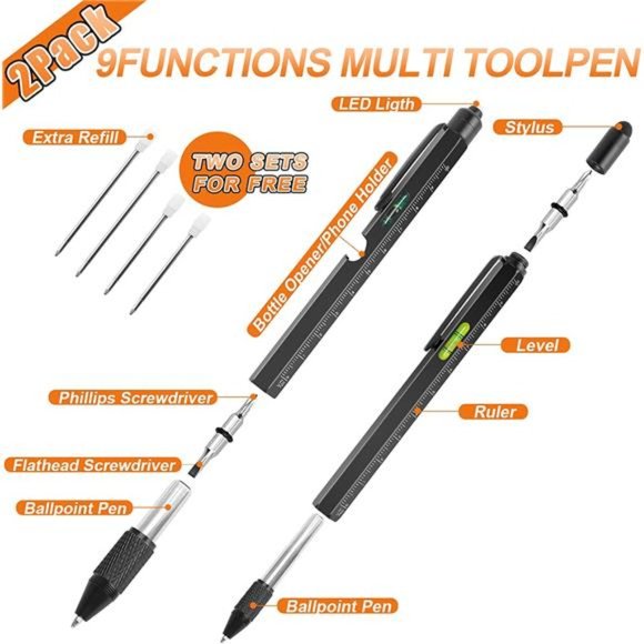 9 in 1 Multitool 2Pcs Pen Set - Picture 2 of 6